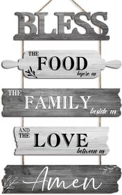Kitchen Wall Decor Bless the Food Before Us Dining Room Wall Decor - Farmhouse Wall Art For Kitchen Dining Room- Wooden Rustic 5pcs Roped Sign 12