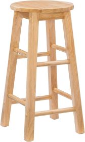 Natural Barstool with Round Seat, 24-Inch