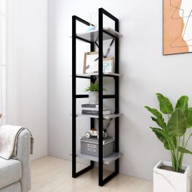 Book Cabinet Concrete gray, Black Engineered wood, Metal Medium