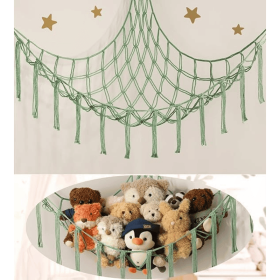 Stuffed Animal Storage Hammock or Net Corner - Large Toy Hammock Net for Stuffed Animals Room Decor - Cute Stuff Animal Organizer Plush Holder - (Material: Cotton)