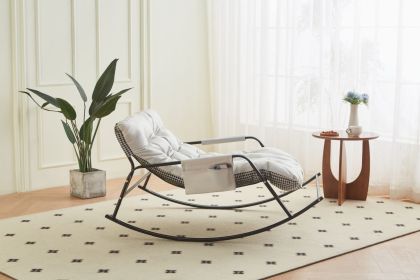 Rocking Chair with Extra-Wide Technical leather Upholstered Gliding Chair Boucle Reclining Chair (Color: as Pic)