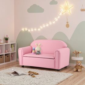 Kids Sofa Armrest Chair with Storage Function (Color: Pink)